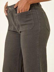 بني - بنطلون دينم قطني مطاطي بجيوب للأحجام الصغيرة من Roman - صورة 5 من 5