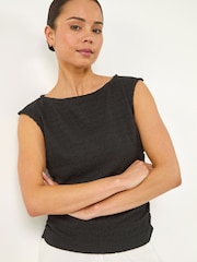 Roman Black Petite Textured Stretch Blouses - Image 1 of 5
