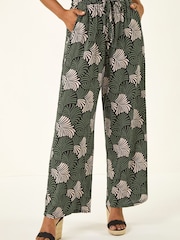 Roman Green Petite Abstract Leaf Trousers - Image 2 of 5