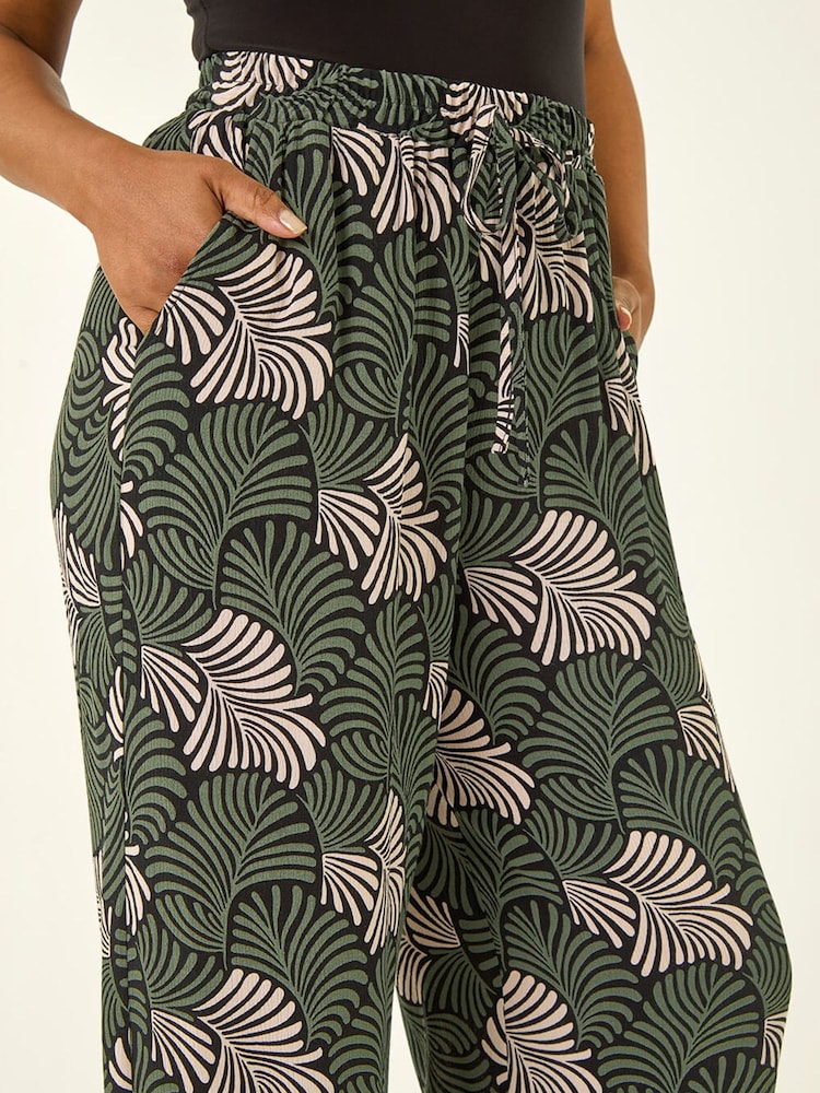 Roman Green Petite Abstract Leaf Trousers - Image 5 of 5