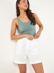 Roman White Petite Cotton Chino Shorts - Image 1 of 5