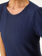 Roman Blue Petite Textured Low Hem Dress - Image 5 of 5