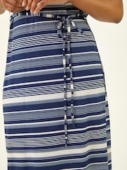 Roman Blue Petite Stripe Tie Waist Midi Dress - Image 6 of 6