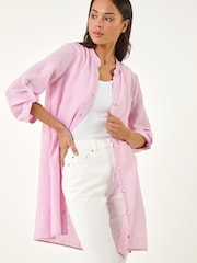 Roman Pink Petite Cotton Front Button Overshirt - Image 1 of 5