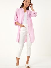 Roman Pink Petite Cotton Front Button Overshirt - Image 2 of 5