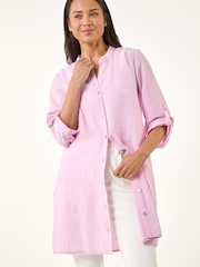 Roman Pink Petite Cotton Front Button Overshirt - Image 4 of 5