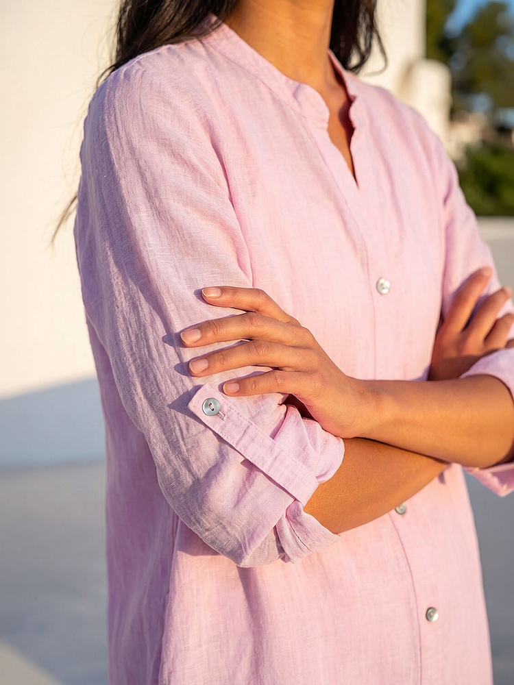 Roman Pink Petite Cotton Front Button Overshirt - Image 4 of 4 Roman Pink Petite Cotton Front Button Overshirt - Image 4 of 4