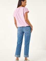 Roman Pink Petite V-Neck Stretch Top - Image 3 of 5