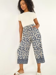 Roman Blue Petite Border Print Cropped Trousers - Image 2 of 5