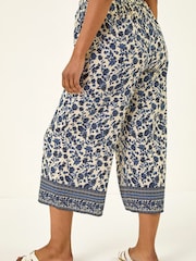 Roman Blue Petite Border Print Cropped Trousers - Image 3 of 5
