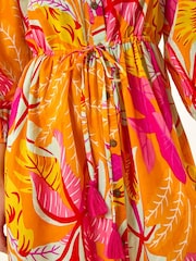 Roman Orange Petite Tropical Print Button Detail Dress - Image 5 of 5