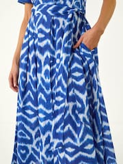 Roman Blue Petite Stripe Tie Waist Shirt Dress - Image 5 of 5