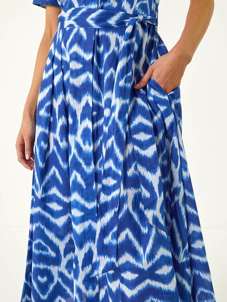 Roman Blue Petite Stripe Tie Waist Shirt Dress - Image 5 of 5 Roman Blue Petite Stripe Tie Waist Shirt Dress - Image 5 of 5