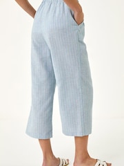 Roman Blue Petite Stripe Cropped Wide Leg Trousers - Image 3 of 5