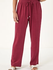 Roman מכנסיים מתערובת פשתן עם קשירה במותניים, מידות קטנות - תמונה 4 מתוך 5