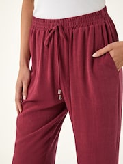 Roman מכנסיים מתערובת פשתן עם קשירה במותניים, מידות קטנות - תמונה 5 מתוך 5