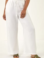 Roman White Petite Pull On Woven Trousers - Image 4 of 5