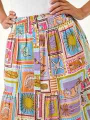 Roman Pink Petite Patchwork Print Shirred Midi Skirt - Image 6 of 6