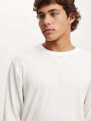 Cotton On White Cropped Fit Textured Long Sleeve T-Shirt - Image 4 of 4