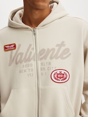 Cotton On Cream Cropped Zip Up Graphic Hoodie - Image 4 of 5