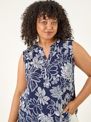 Roman Curve Floral Puff Print Stretch Vest - Image 1 sur 5