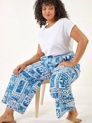 Roman Curve Postcard Print Wide Leg Trousers - Imagen 1 de 5