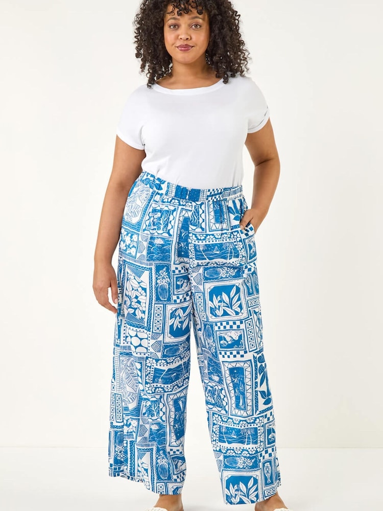 Roman Curve Postcard Print Wide Leg Trousers - Imagen 2 de 5