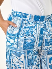 Roman Curve Postcard Print Wide Leg Trousers - Imagen 5 de 5