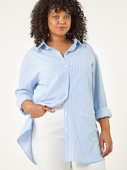 Roman Blue Curve Contrast Stripe Shirt - Image 4 of 5