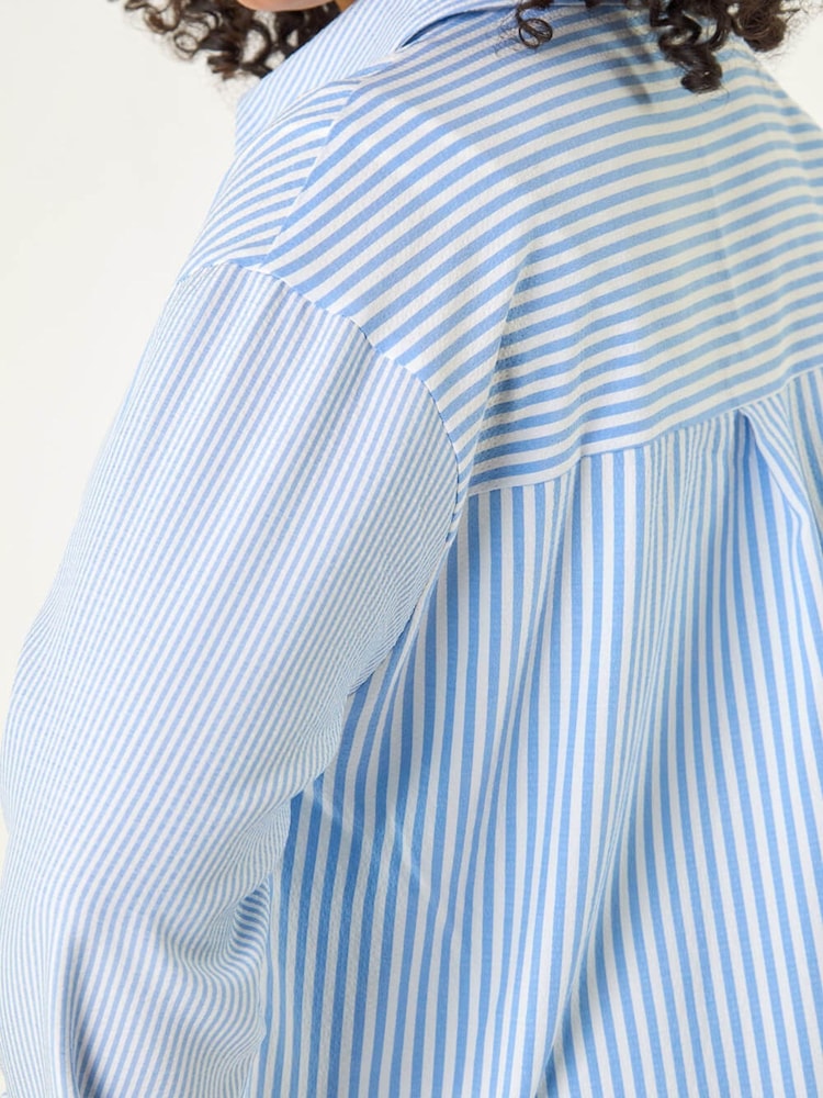 Roman Blue Curve Contrast Stripe Shirt - Image 5 of 5 Roman Blue Curve Contrast Stripe Shirt - Image 5 of 5