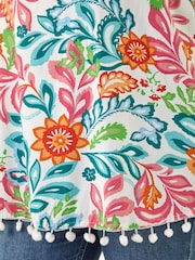 Roman Blue Curve Print Pom Pom Top - Image 5 of 5