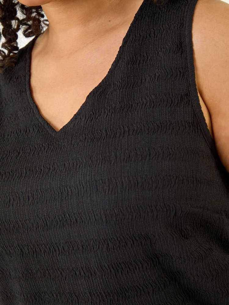 Roman Black Curve Stripe Textured Vest Top - Image 5 of 5
