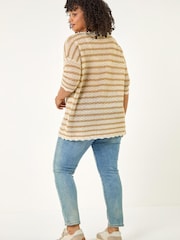 كنزة مخططة بحافة مموجة مقاس كبير من Roman - Image 4 of 5