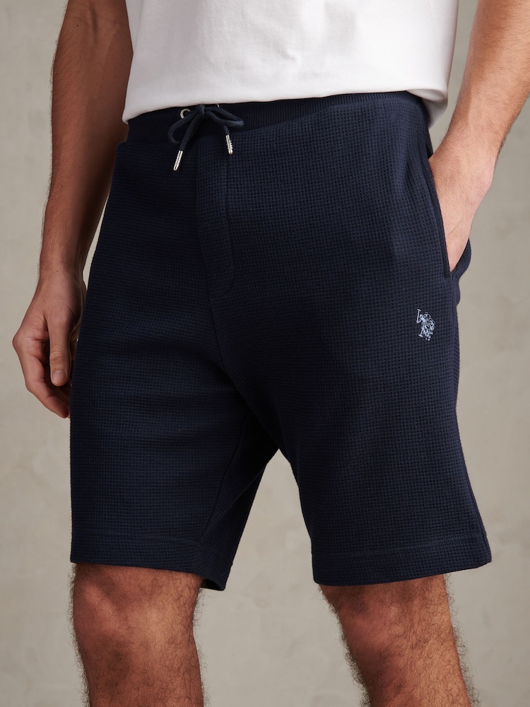 U.S. Polo Assn Blue Waffle Sweat Shorts - Image 2 of 7