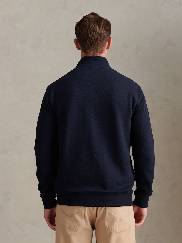 ブルー - U.S. Polo Assn Herringbone Zip Funnel Sweatshirt - 画像 2 / 9