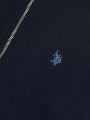 ブルー - U.S. Polo Assn Herringbone Zip Funnel Sweatshirt - 画像 9 / 9