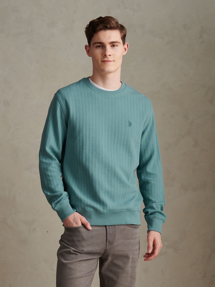 ティール - U.S. Polo Assn バーティカルテクスチャーダブルホースメントレーナー - 画像 1 / 7