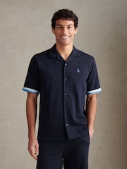 U.S. Polo Assn Blue Twill Taped Revere Collar Shirt - Image 1 of 8