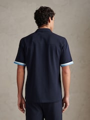 U.S. Polo Assn Blue Twill Taped Revere Collar Shirt - Image 4 of 8