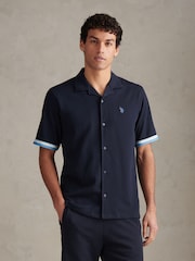 U.S. Polo Assn Blue Twill Taped Revere Collar Shirt - Image 5 of 8