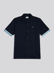 U.S. Polo Assn Blue Twill Taped Revere Collar Shirt - Image 6 of 8
