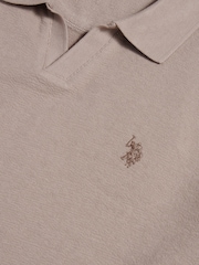 U.S. Polo Assn Brown Terry Open Collar Polo Shirt - Image 3 of 3