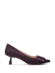 Moda in Pelle Brown Ghiselle Kitten Heels Court With Buckle Trim - Image 1 of 4
