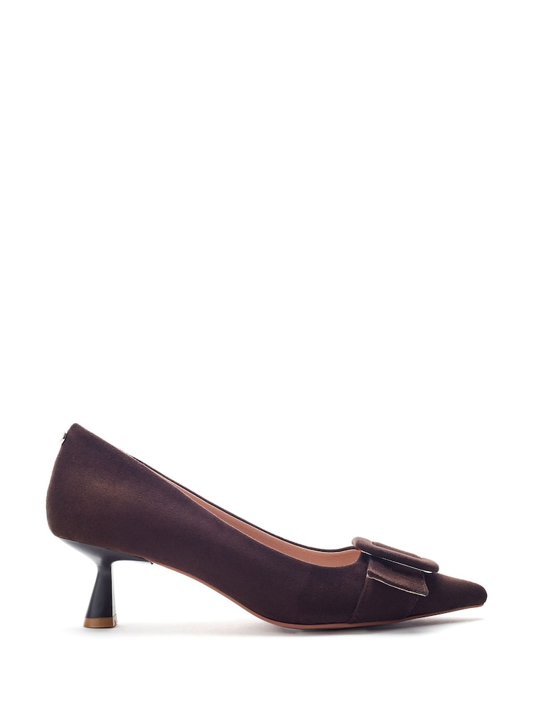 Moda in Pelle Brown Ghiselle Kitten Heels Court With Buckle Trim - Image 1 of 4