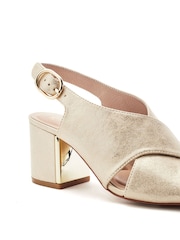 Moda in Pelle Gold Naylani Block Heel Sandals With V Shaped Upper - Image 3 of 3