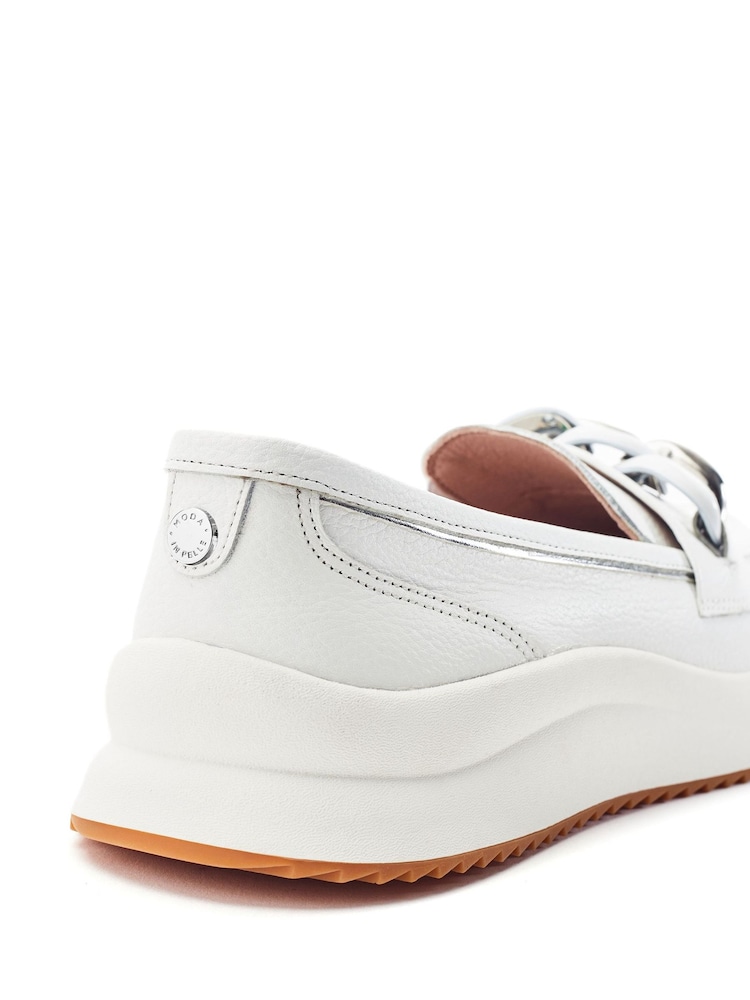 Moda in Pelle White Sorrento Leather Hybrid Shoes With Snaffle Trim - Image 2 of 3 Moda in Pelle White Sorrento Leather Hybrid Shoes With Snaffle Trim - Image 2 of 3