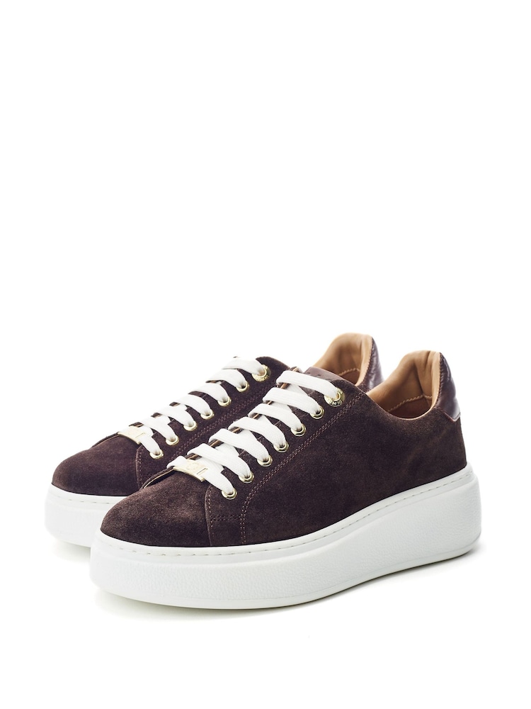 棕色 - Moda in Pelle Cherrie Leather Slab Sole Trainers - 圖片 2/2