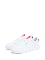 Tommy Hilfiger White Fine Cleat Basketball Trainers With Leather - Image 3 of 6
