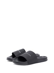 Tommy Hilfiger Black Logo Textured Pool Slides - Image 4 of 5