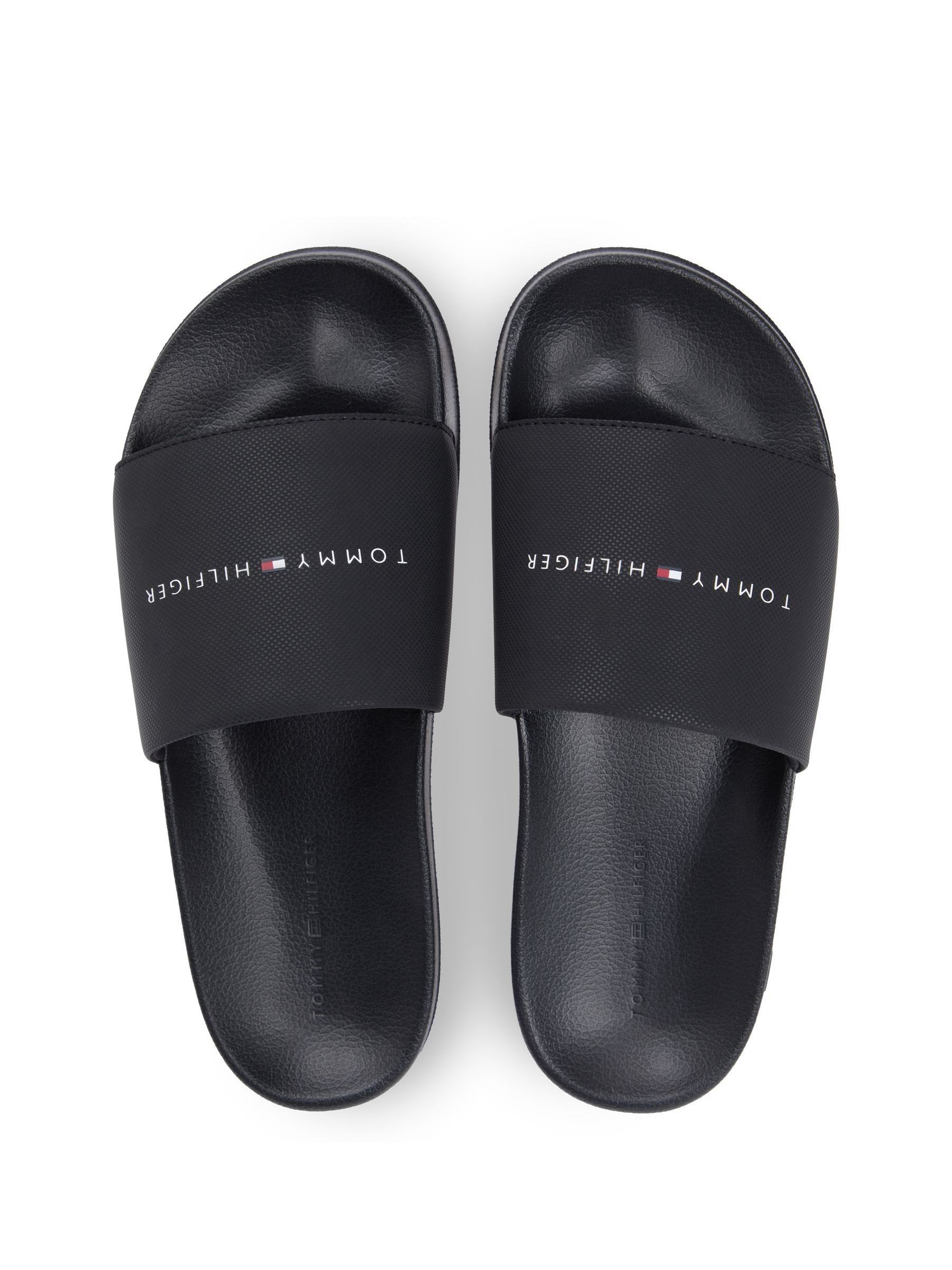 Buy Tommy Hilfiger Black Logo Textured Pool Slides from Next USA